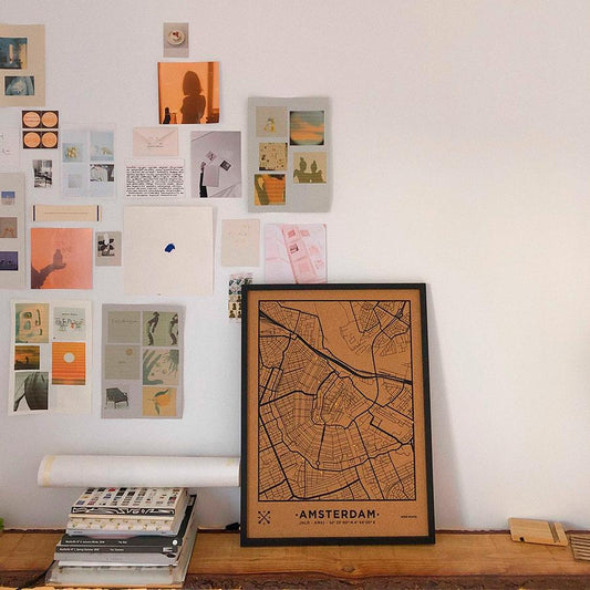 Mapa de corcho - Woody Map Natural Amsterdam - Misswood