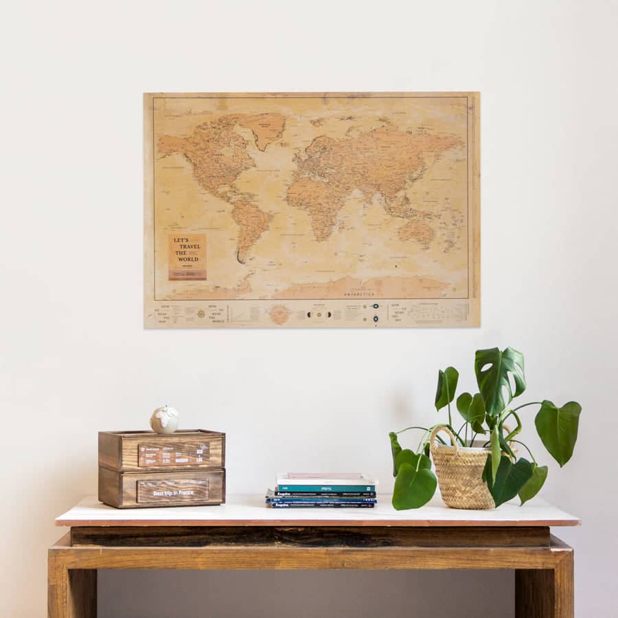 Mapa del mundo digital descargable para imprimir formato poster 100 x 70 cm - Misswood