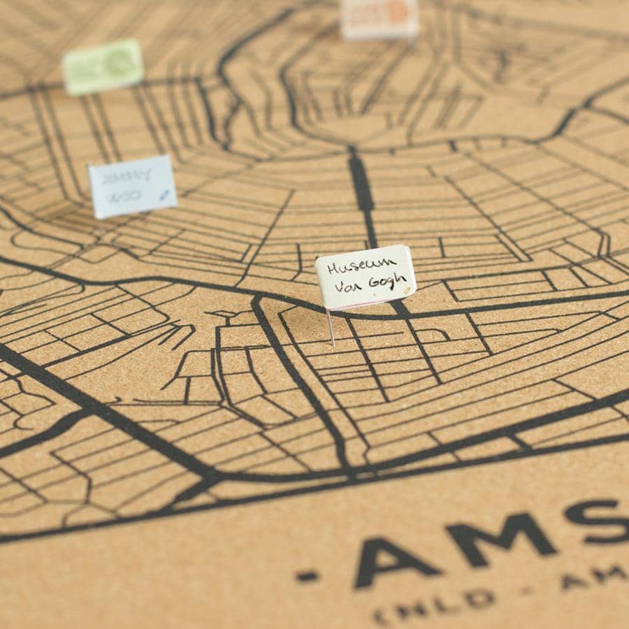 Mapa de corcho - Woody Map Natural Amsterdam - Misswood