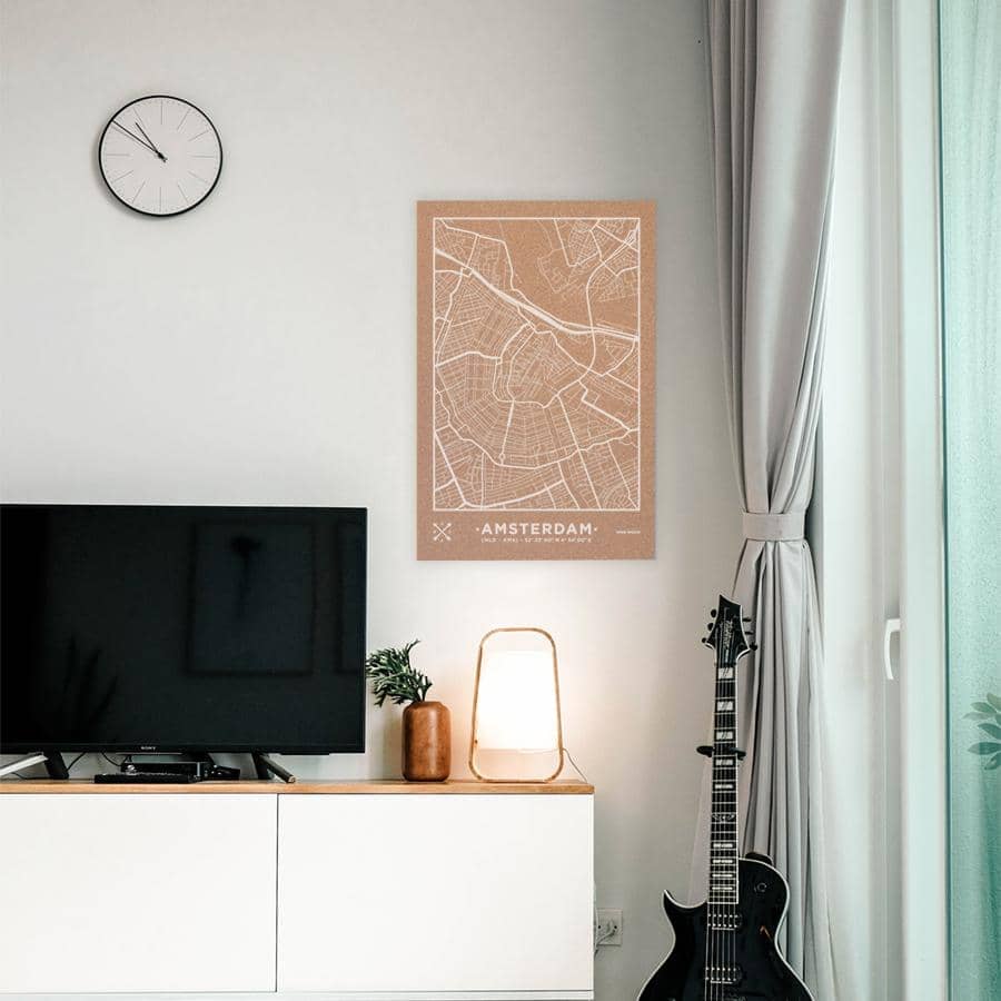 Mapa de corcho - Woody Map Natural Amsterdam - Misswood
