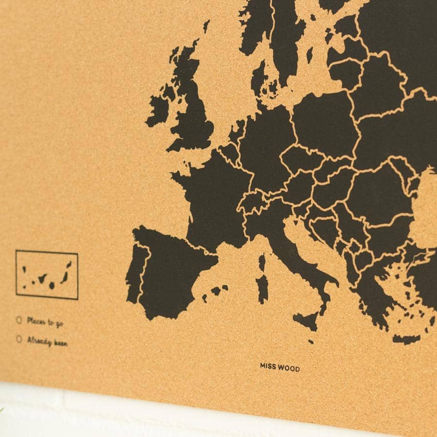 Mapa de corcho - Woody Map Natural Europa - Misswood