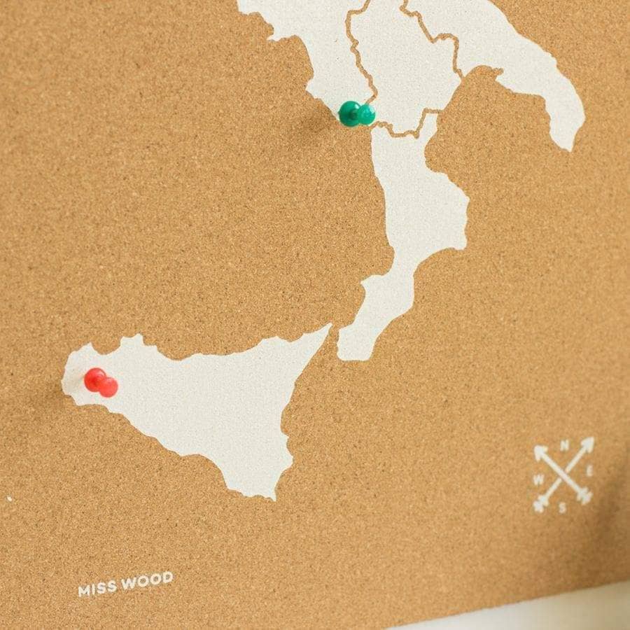 Mapa de corcho - Woody Map Natural Italia - Misswood