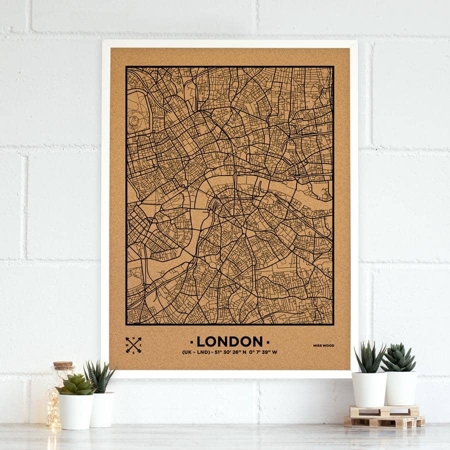 Mapa de corcho - Woody Map Natural Londres - Misswood
