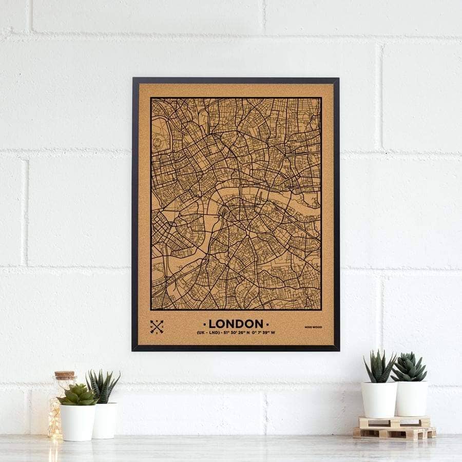 Mapa de corcho - Woody Map Natural Londres - Misswood